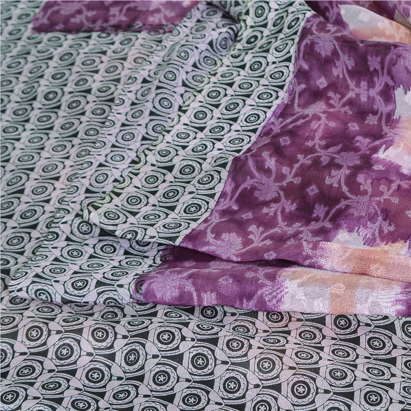 Санскритские винтажные сари из чистого шелка 5 ярдов, стеганое валяние, рукоделие, устойчивая ткань, принт, сари