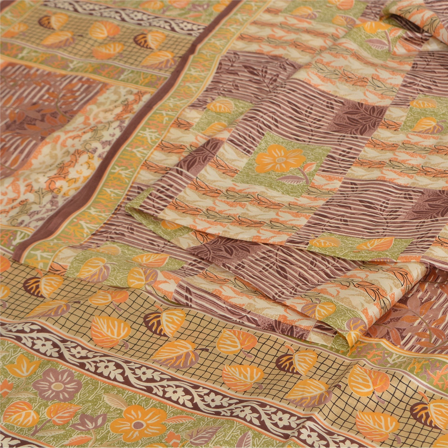 Sanskriti Vintage Sarees Quilting Felting Craft Sustainable Fabric Pure Silk Printed Sari