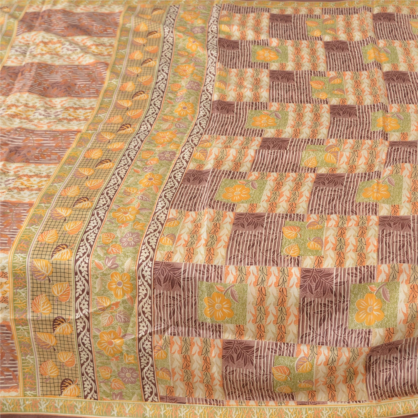 Sanskriti Vintage Sarees Quilting Felting Craft Sustainable Fabric Pure Silk Printed Sari