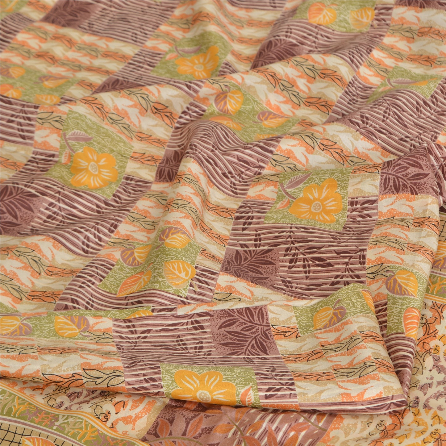 Sanskriti Vintage Sarees Quilting Felting Craft Sustainable Fabric Pure Silk Printed Sari