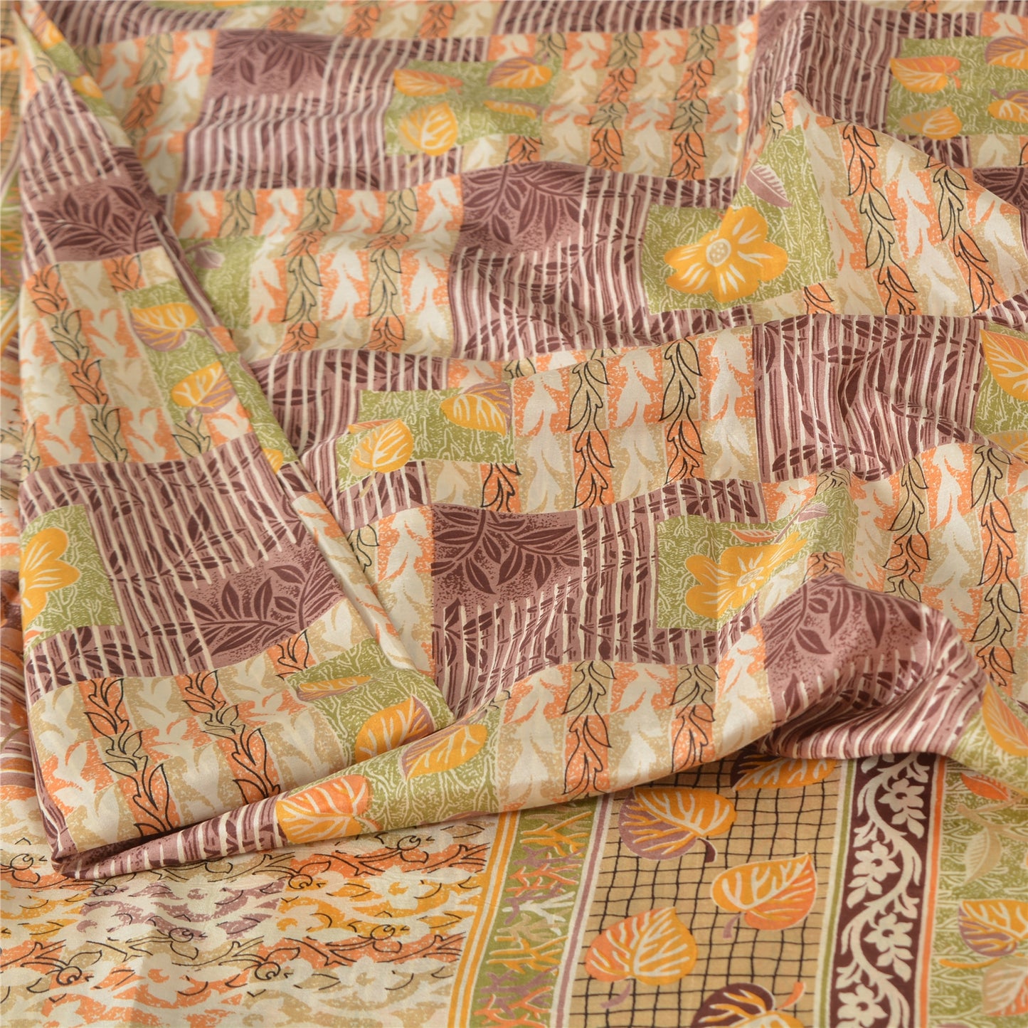 Sanskriti Vintage Sarees Quilting Felting Craft Sustainable Fabric Pure Silk Printed Sari