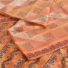 Sanskriti Vintage Sarees Indian Peach Pure Silk Printed Sari 5yd Craft Sustainable Fabric