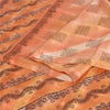 Sanskriti Vintage Sarees Indian Peach Pure Silk Printed Sari 5yd Craft Sustainable Fabric