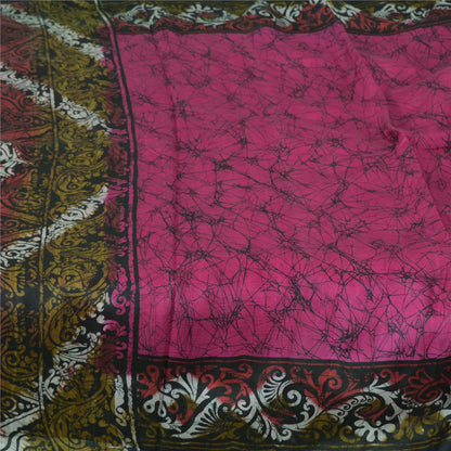 Sanskriti Vintage Sarees Indian Hot Pink Pure Silk Printed Sari Craft Sustainable Fabric