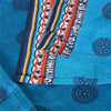 Sanskriti Vintage Sarees Blue Pure Silk Geometric Printed 5+YD Sari DIY Projects