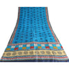 Sanskriti Vintage Sarees Blue Pure Silk Geometric Printed 5+YD Sari DIY Projects
