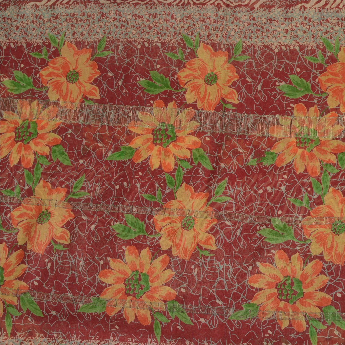 Санскритские винтажные сари из Индии, красное чистое шелковое сари с принтом, 5 ярдов, ремесленная устойчивая ткань