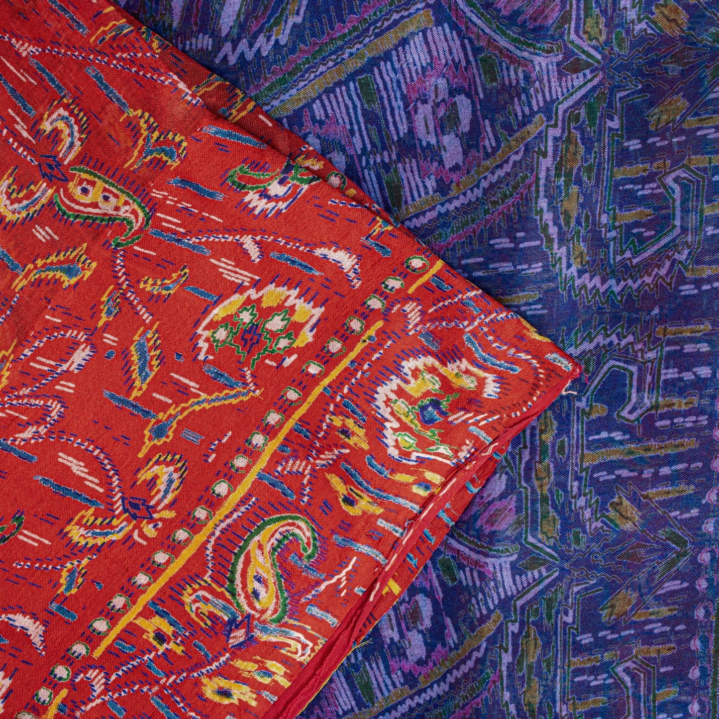 Sanskriti Vintage Sarees Red/Purple Pure Silk Printed Sari Floral Craft Sustainable Fabric