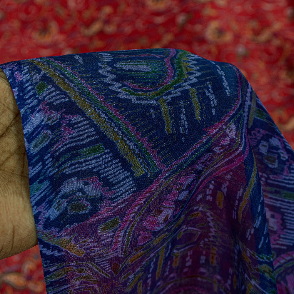 Sanskriti Vintage Sarees Red/Purple Pure Silk Printed Sari Floral Craft Sustainable Fabric