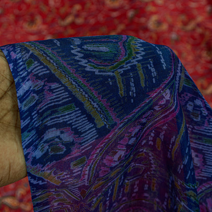 Sanskriti Vintage Sarees Red/Purple Pure Silk Printed Sari Floral Craft Sustainable Fabric