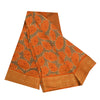 Сари Sanskriti Vintage, зеленое/оранжевое, чистый шелк, принт Zari, тканое сари, 5 ярдов, устойчивая ткань