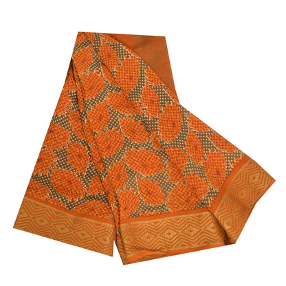 Сари Sanskriti Vintage, зеленое/оранжевое, чистый шелк, принт Zari, тканое сари, 5 ярдов, устойчивая ткань