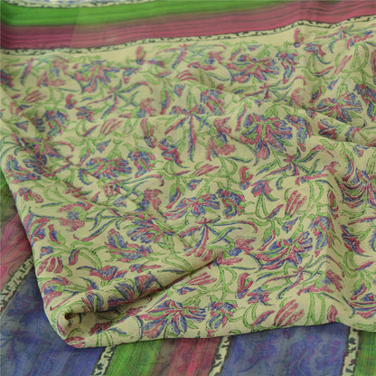 Sanskriti Vintage Sarees Pure Georgette Hand Block Sari Quilting Felting Sustainable Fabric