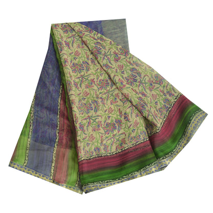 Sanskriti Vintage Sarees Pure Georgette Hand Block Sari Quilting Felting Sustainable Fabric