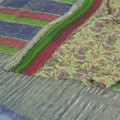 Sanskriti Vintage Sarees Pure Georgette Hand Block Sari Quilting Felting Sustainable Fabric