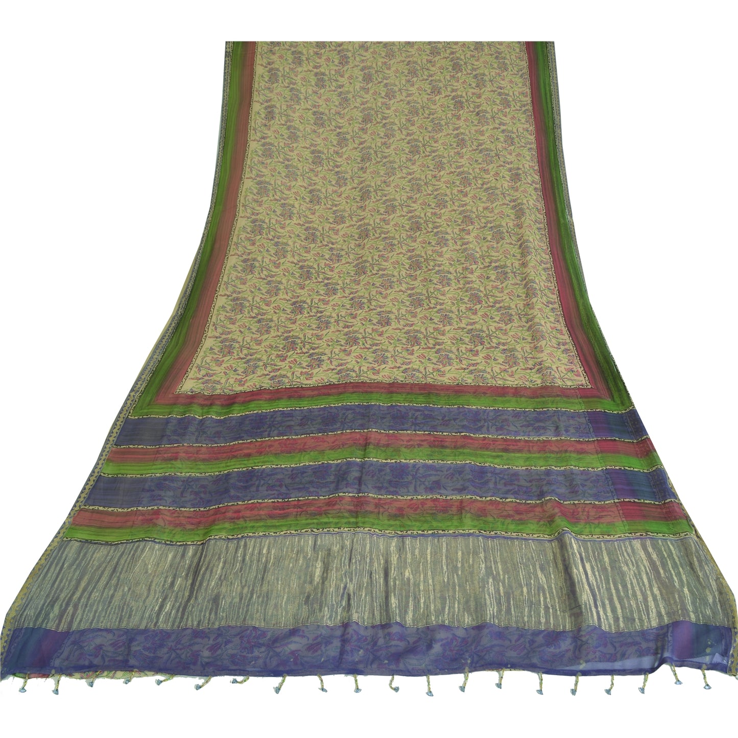 Sanskriti Vintage Sarees Pure Georgette Hand Block Sari Quilting Felting Sustainable Fabric