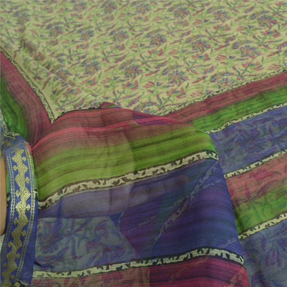 Sanskriti Vintage Sarees Pure Georgette Hand Block Sari Quilting Felting Sustainable Fabric