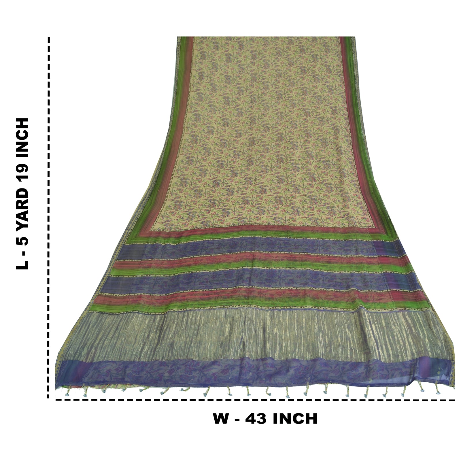 Sanskriti Vintage Sarees Pure Georgette Hand Block Sari Quilting Felting Sustainable Fabric