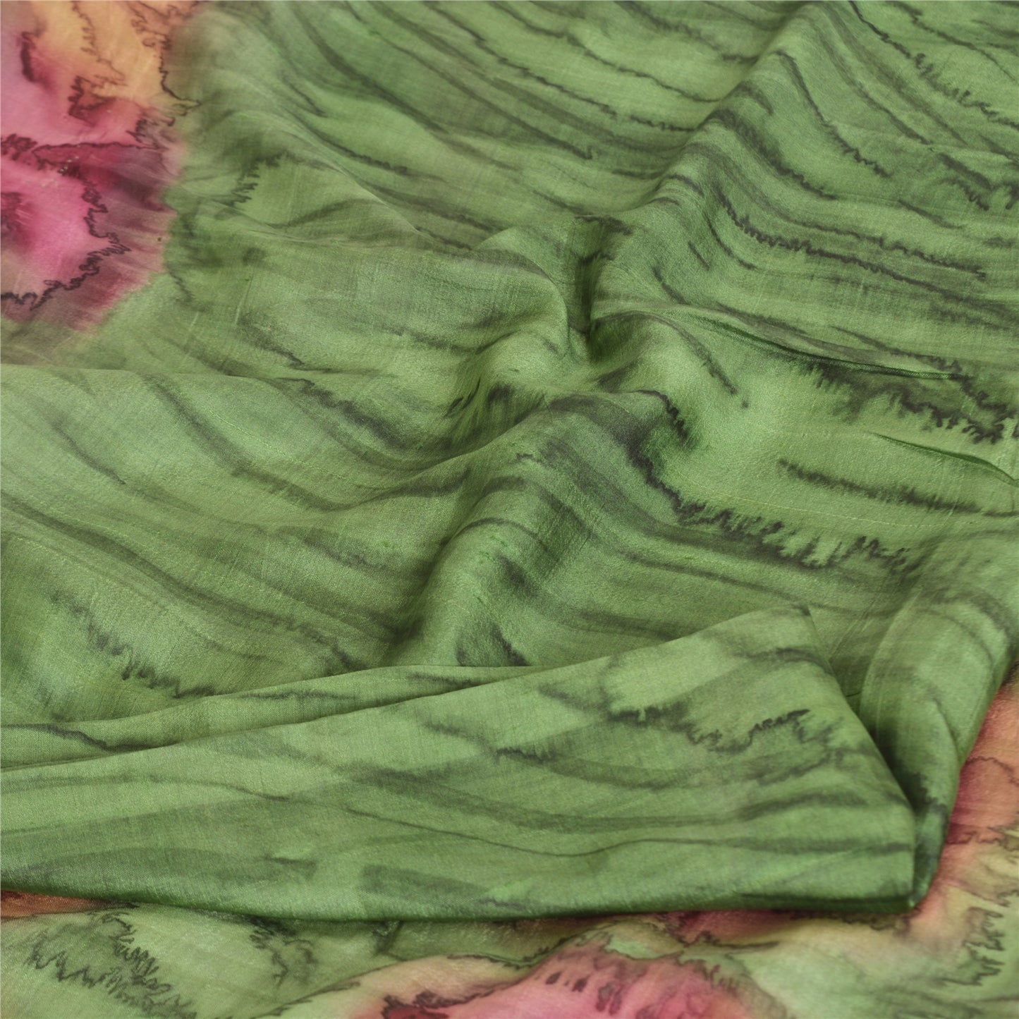 Sanskriti Vintage Sarees Pure Silk Print Sari 5yd Quilting Felting Craft Sustainable Fabric