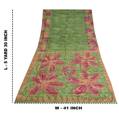 Sanskriti Vintage Sarees Pure Silk Print Sari 5yd Quilting Felting Craft Sustainable Fabric