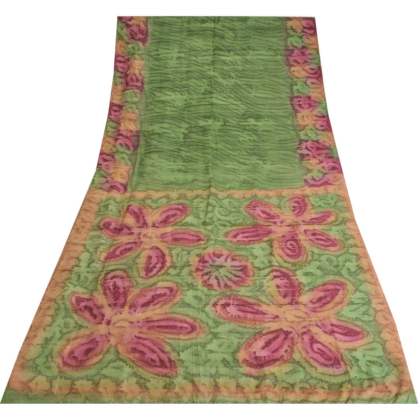 Sanskriti Vintage Sarees Pure Silk Print Sari 5yd Quilting Felting Craft Sustainable Fabric