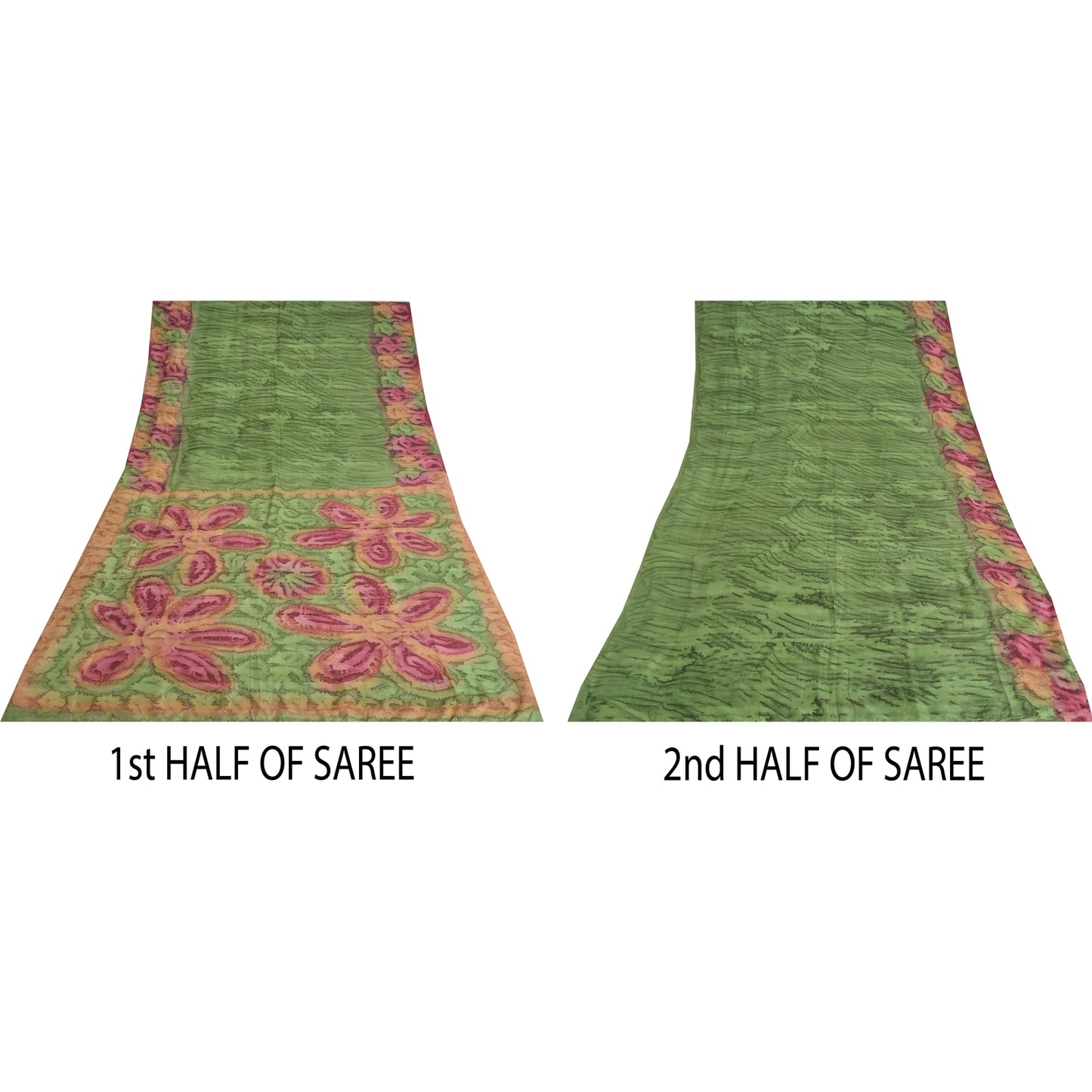 Sanskriti Vintage Sarees Pure Silk Print Sari 5yd Quilting Felting Craft Sustainable Fabric