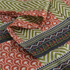 Sanskriti Vintage Sarees Green/Red Pure Silk Geometric Printed Sari Craft Sustainable Fabric