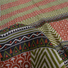 Sanskriti Vintage Sarees Green/Red Pure Silk Geometric Printed Sari Craft Sustainable Fabric