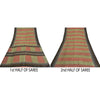Sanskriti Vintage Sarees Green/Red Pure Silk Geometric Printed Sari Craft Sustainable Fabric