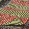 Sanskriti Vintage Sarees Green/Red Pure Silk Geometric Printed Sari Craft Sustainable Fabric