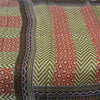 Sanskriti Vintage Sarees Green/Red Pure Silk Geometric Printed Sari Craft Sustainable Fabric