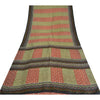 Sanskriti Vintage Sarees Green/Red Pure Silk Geometric Printed Sari Craft Sustainable Fabric