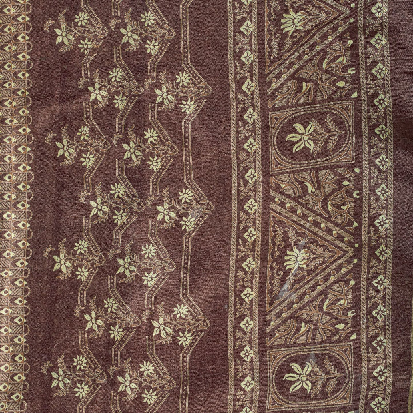 Sanskriti Vintage Saree Wine Soft 100% Pure Silk Floral Print Sari 5.5+Yd Fabric