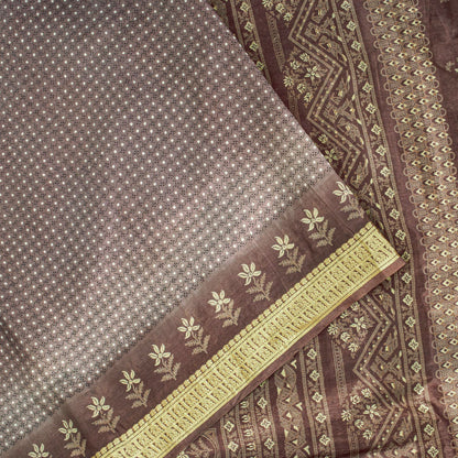 Sanskriti Vintage Saree Wine Soft 100% Pure Silk Floral Print Sari 5.5+Yd Fabric