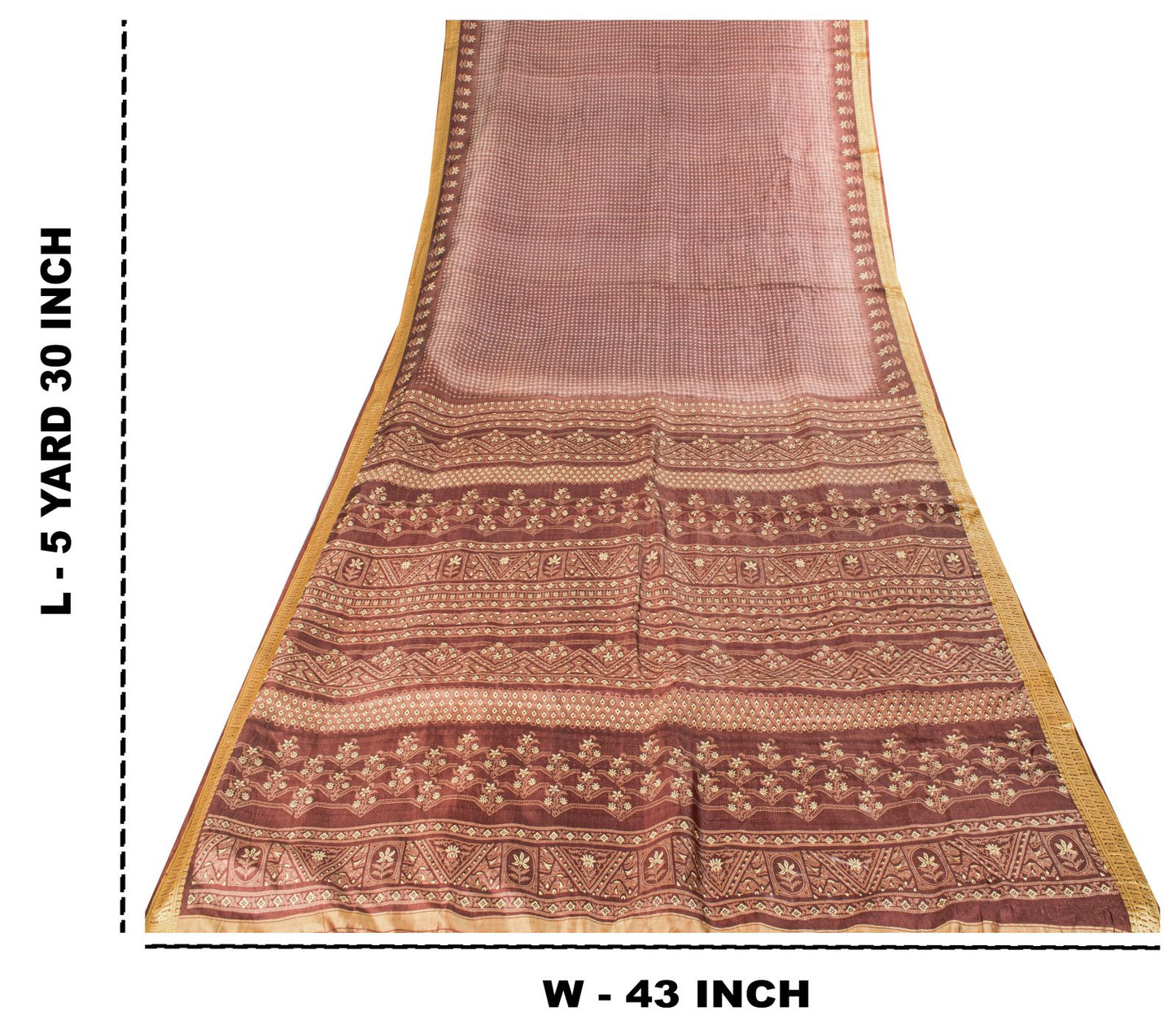 Sanskriti Vintage Saree Wine Soft 100% Pure Silk Floral Print Sari 5.5+Yd Fabric