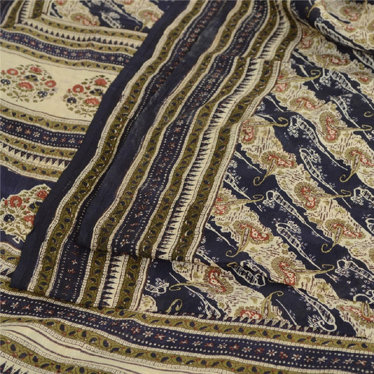 Sanskriti Vintage Sarees Pure Chiffon Quilting Felting Craft Sustainable Fabric Print Sari