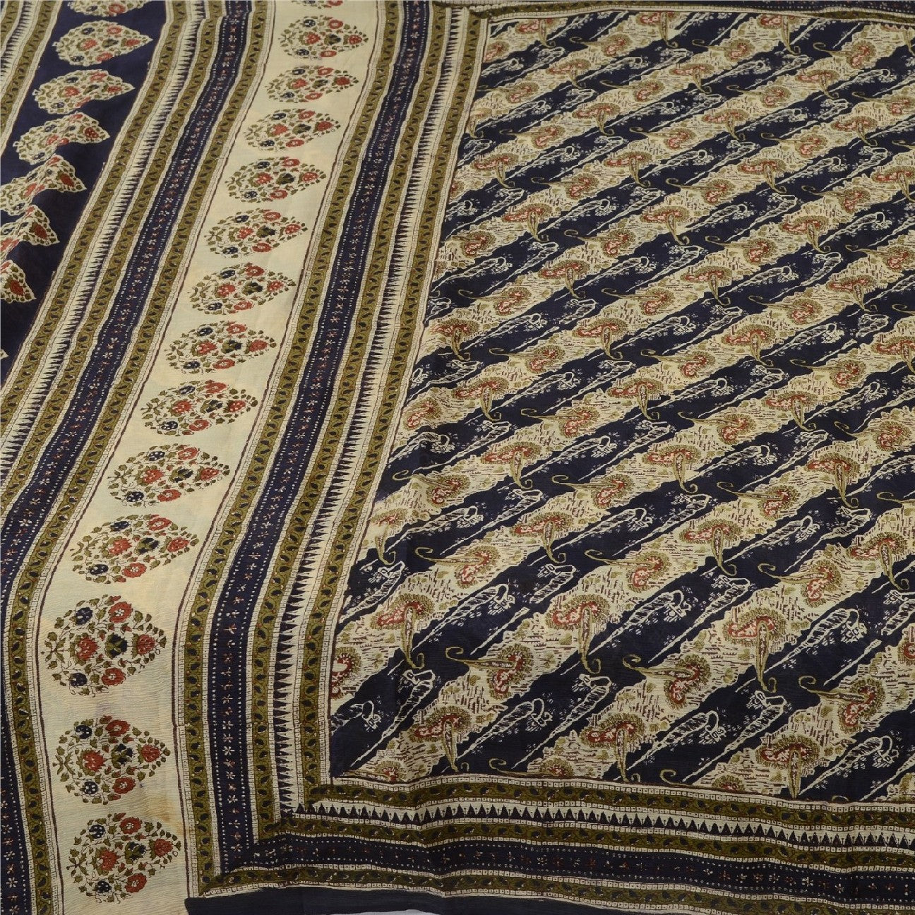 Санскритские винтажные сари из чистого шифона, стеганое валяние, рукоделие, устойчивая ткань, принт, сари