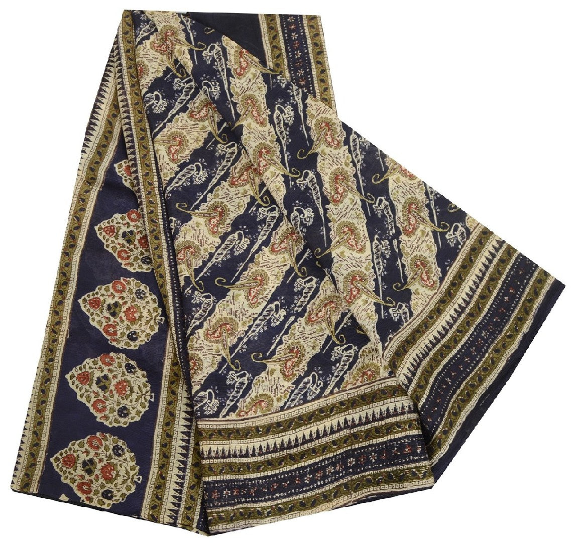 Санскритские винтажные сари из чистого шифона, стеганое валяние, рукоделие, устойчивая ткань, принт, сари