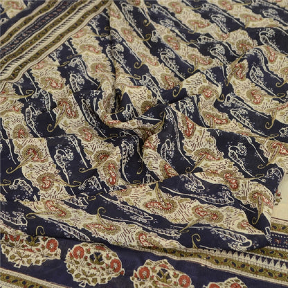 Санскритские винтажные сари из чистого шифона, стеганое валяние, рукоделие, устойчивая ткань, принт, сари