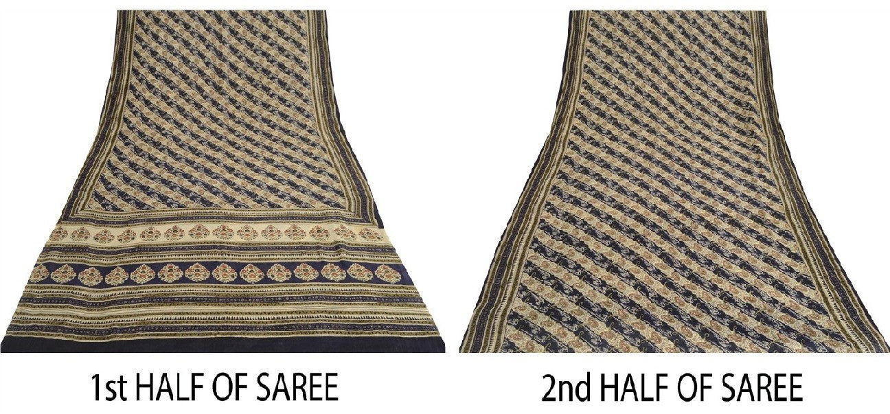 Санскритские винтажные сари из чистого шифона, стеганое валяние, рукоделие, устойчивая ткань, принт, сари