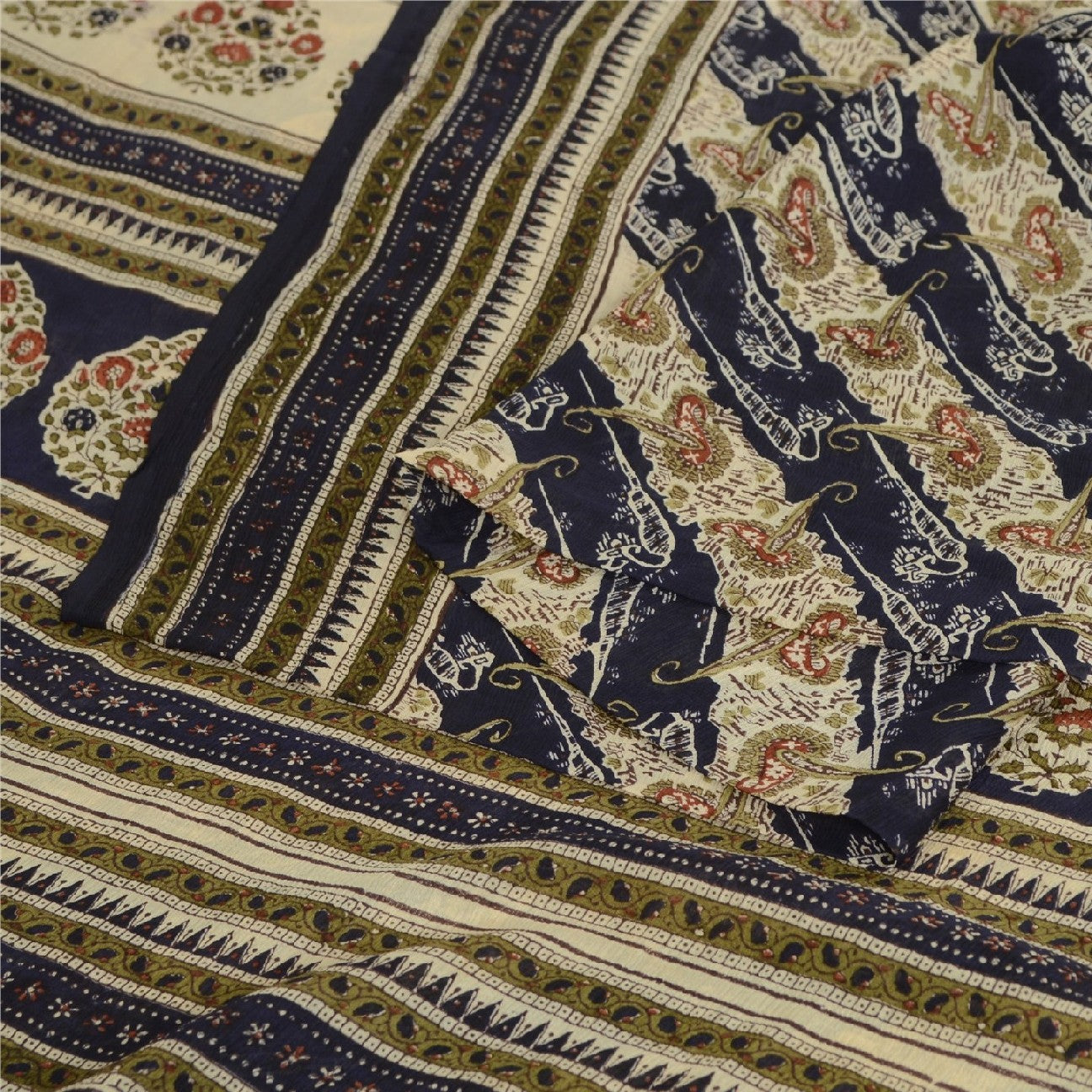 Санскритские винтажные сари из чистого шифона, стеганое валяние, рукоделие, устойчивая ткань, принт, сари