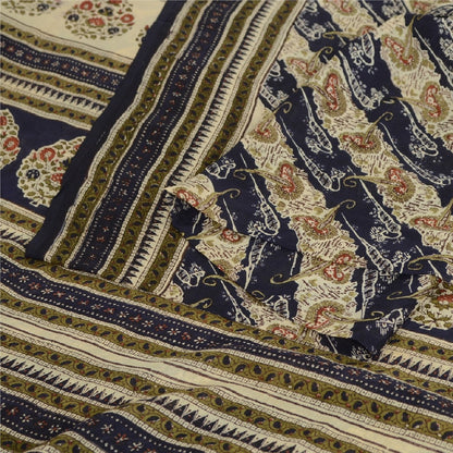 Санскритские винтажные сари из чистого шифона, стеганое валяние, рукоделие, устойчивая ткань, принт, сари