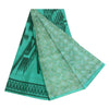 Sanskriti Vintage Sarees Sea-Green 100% Pure Silk Printed Sari 5yd Craft Sustainable Fabric