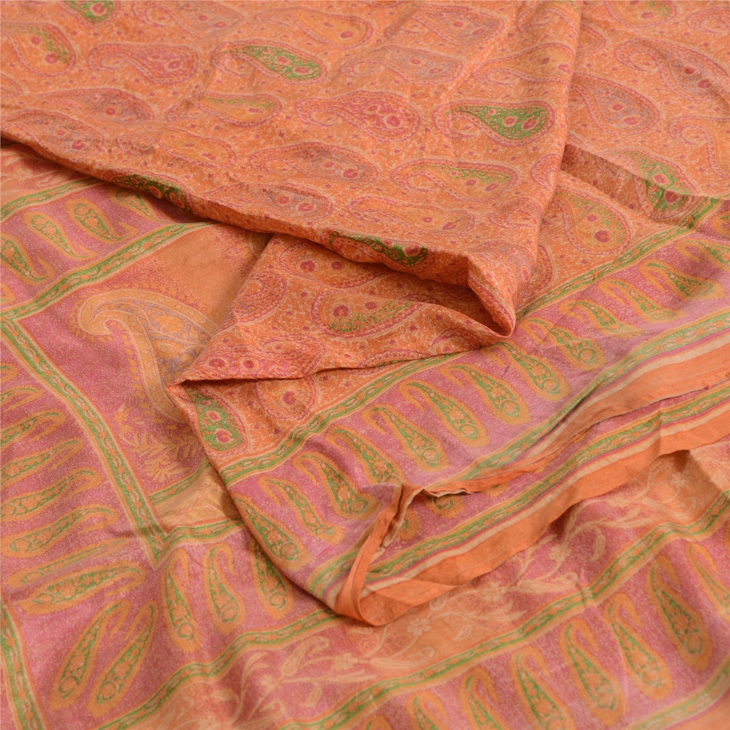 Sanskriti Vintage Sarees Pure Silk 5yd Quilting Felting Craft Sustainable Fabric Print Sari