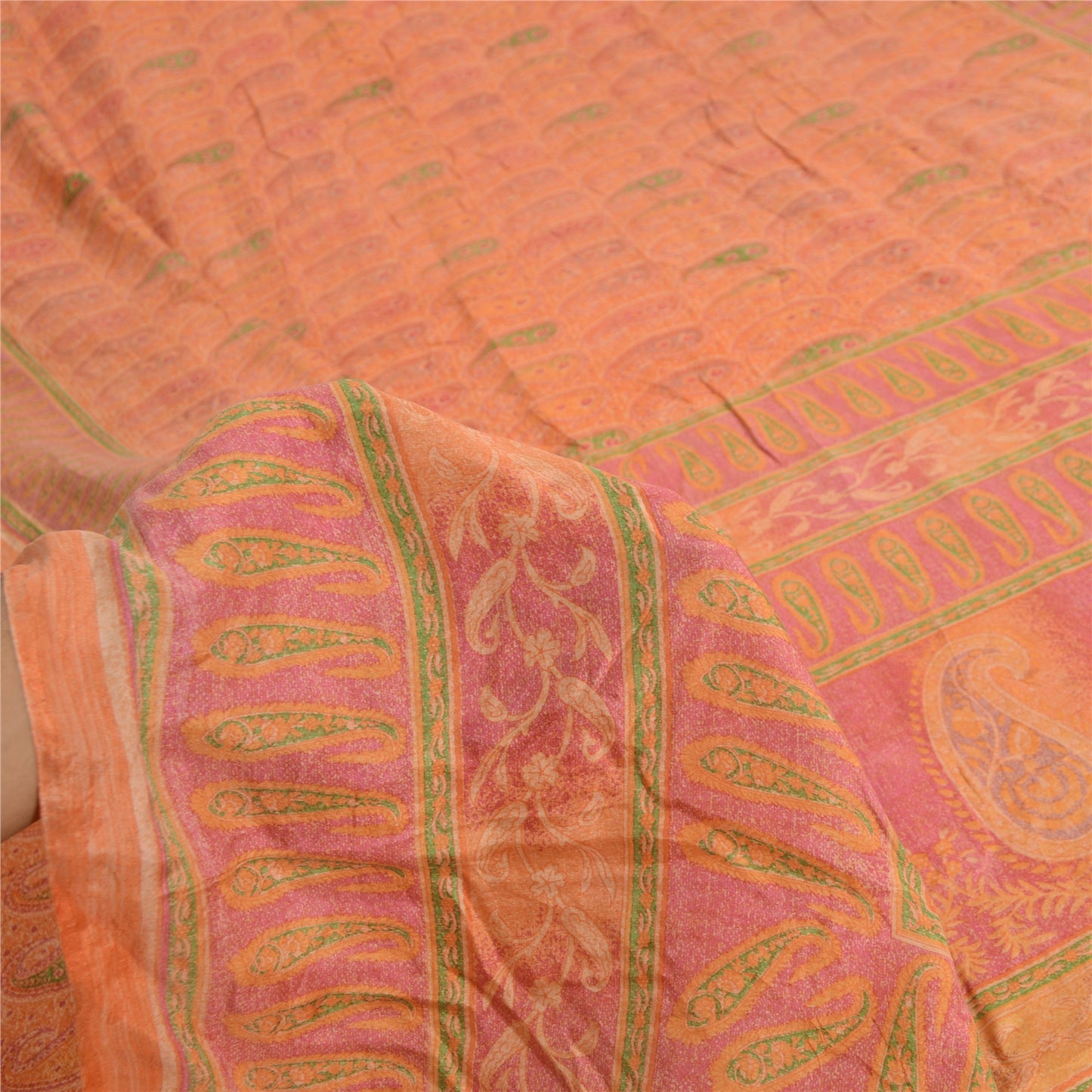 Sanskriti Vintage Sarees Pure Silk 5yd Quilting Felting Craft Sustainable Fabric Print Sari