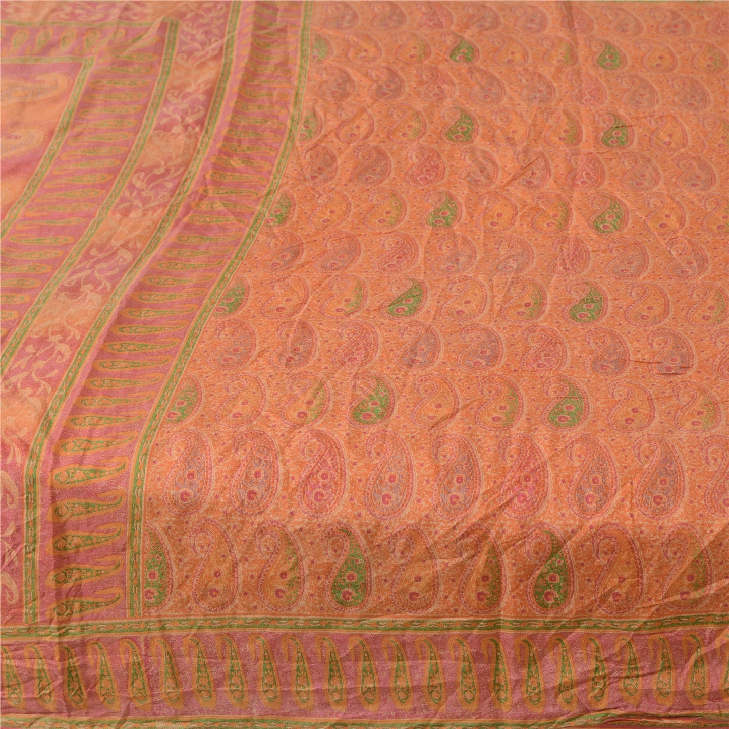 Sanskriti Vintage Sarees Pure Silk 5yd Quilting Felting Craft Sustainable Fabric Print Sari