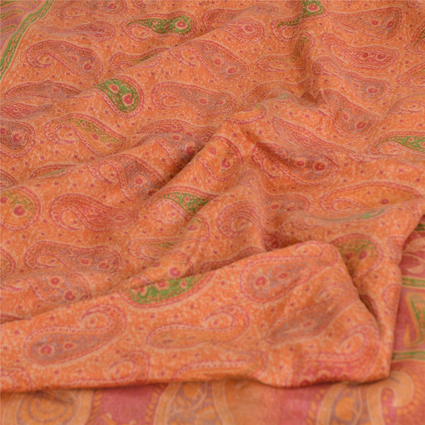 Sanskriti Vintage Sarees Pure Silk 5yd Quilting Felting Craft Sustainable Fabric Print Sari