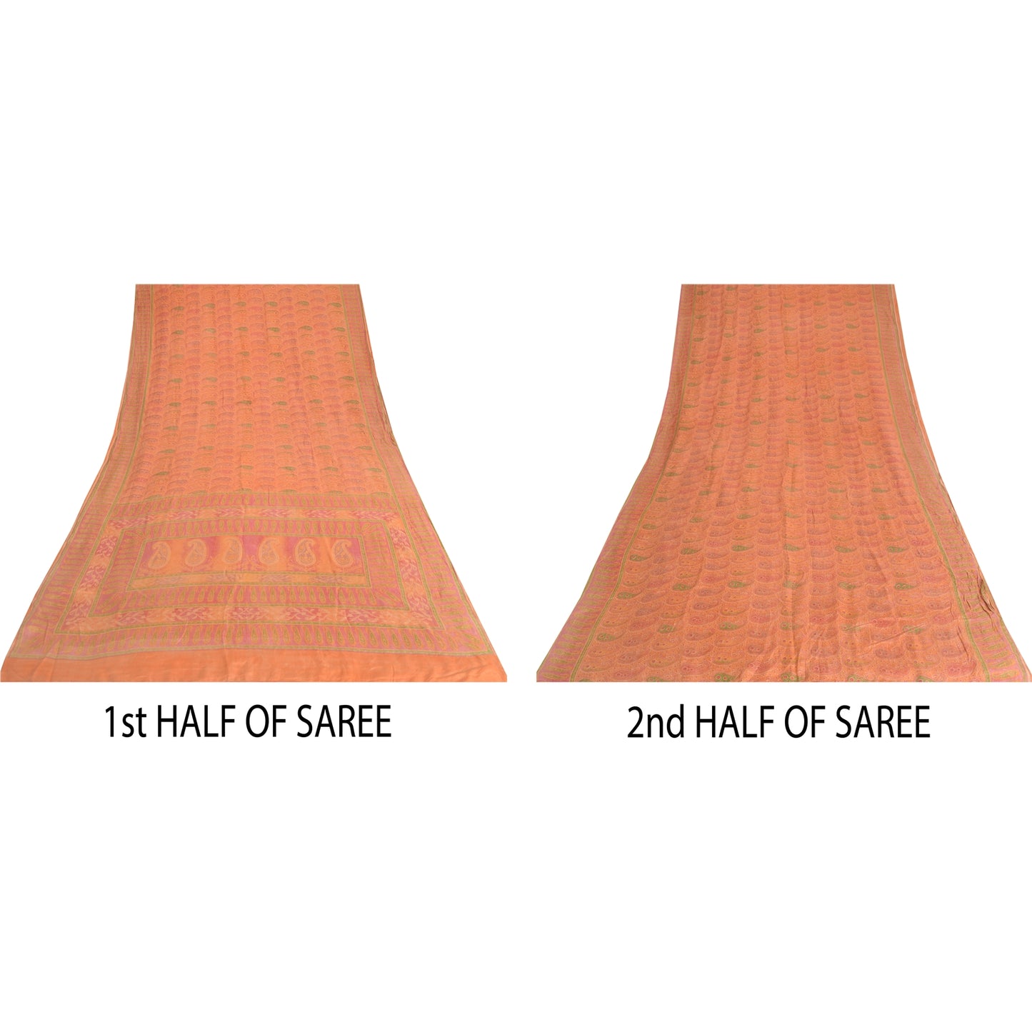 Sanskriti Vintage Sarees Pure Silk 5yd Quilting Felting Craft Sustainable Fabric Print Sari