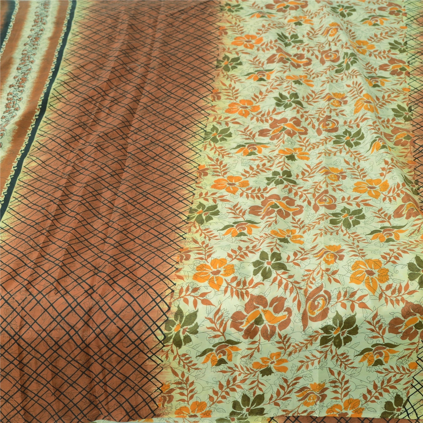 Sanskriti Vintage Sarees Pure Silk 5yd Quilting Felting Craft Sustainable Fabric Print Sari