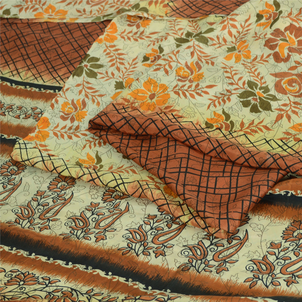 Sanskriti Vintage Sarees Pure Silk 5yd Quilting Felting Craft Sustainable Fabric Print Sari